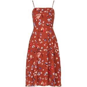 Hutch Declan Floral Midi Dress Women’s Size 2 Brown Sleeveless Square‎ Neckline